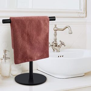 Mutclord T-Shape Hand Towel Holder - Free Standing Hand Towel Rack for Bathroom or Kitchen Countertops, with SUS304 Stainless Steel Matte Black Finish, Minimalist Style