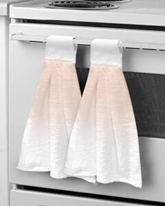 ombre gradient hanging hand towels kitchen towel absorbent towel hanging towel hand bath towel, 18"x14" decorative soft oven towel quick dry dish cloth towels 2pcs, peach pink and white gradient art