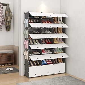 KOUSI Portable Shoe Rack Organizer Tower Shelf Storage Cabinet Stand Expandable for Heels, Boots, Slippers， 12-Tiers Black