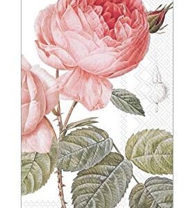 Boston International Hand Towels for Bathroom Guest Towels Disposable, Decorative Paper Fingertip Towels or Paper Napkins Dinner Napkins Pink Rose Floral Pak 32