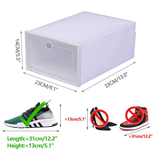 WOQLIBE Shoe Storage Boxes Set, Set of 20 Stackable Drop Front Shoe Box,Foldable Shoe Sneaker Containers Bins Holders,Easy Assembly,Plastic Clear Home Shoes Organizer Stack for Closet