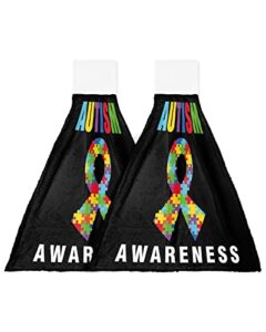 autism awareness kitchen hand towels, 18x14 inches water absorbent hand towel for kitchen decoration, set of 2 polyester soft hand towels for bathroom decor modern inspiration puzzle pieces