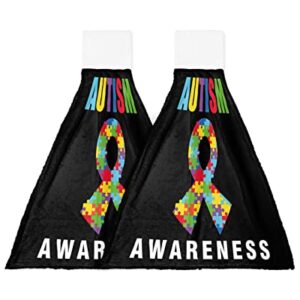 Autism Awareness Kitchen Hand Towels, 18x14 Inches Water Absorbent Hand Towel for Kitchen Decoration, Set of 2 Polyester Soft Hand Towels for Bathroom Decor Modern Inspiration Puzzle Pieces