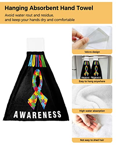 Autism Awareness Kitchen Hand Towels, 18x14 Inches Water Absorbent Hand Towel for Kitchen Decoration, Set of 2 Polyester Soft Hand Towels for Bathroom Decor Modern Inspiration Puzzle Pieces