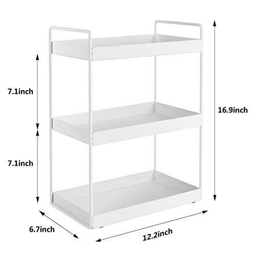 3-Tier Bathroom Countertop Organizer Vanity Tray Cosmetic & Makeup Storage Kitchen Spice Rack Standing Shelf, White