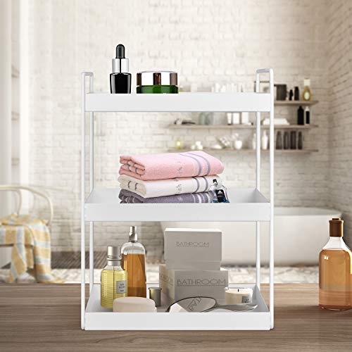 3-Tier Bathroom Countertop Organizer Vanity Tray Cosmetic & Makeup Storage Kitchen Spice Rack Standing Shelf, White