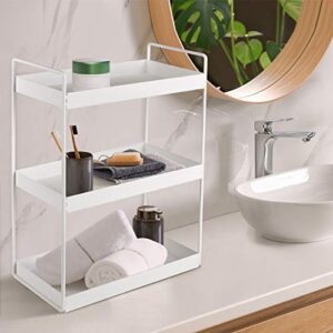 3-Tier Bathroom Countertop Organizer Vanity Tray Cosmetic & Makeup Storage Kitchen Spice Rack Standing Shelf, White