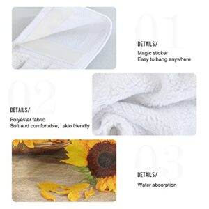 Giwawa 2 Pieces Sunrise Sunflowers Hand Towel Yellow Sunflower Hanging Towels Sunflower Floral Dish Towels Soft Fast Drying Sunflower Towels for Kitchen Bathroom Toilet Home Decorative 12x17in