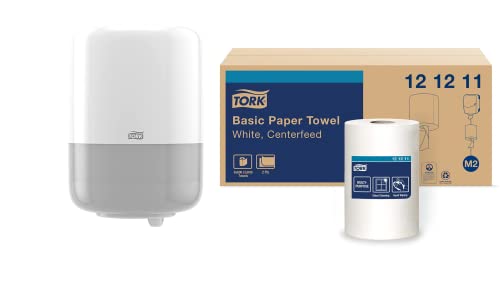 Tork Centerfeed Wall Mounted Dispenser White - M2 + Refill - Soft Centerfeed Hand Towel, Recycled, 6 x 600 Towels