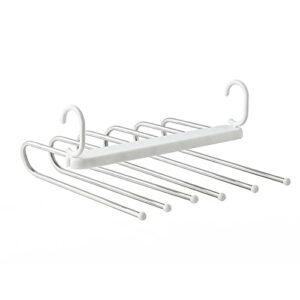 space saving pants hangers, 6 layers folding multifunctional pants rack hanger stainless steel hangers for closet trousers scarves clothes organization, 11.8x11.4x2.6 (white)