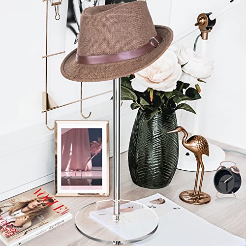 HOLENGS 3Pcs Acrylic Hat Stand Wig Display Rack, Clear Hat Pedestal Stand, Round Barbell Hat Display Riser Wig Holder for Hat Watch Jewelry (30cm)