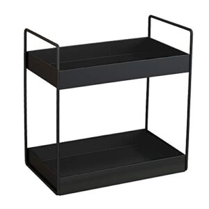 kingberwi 2-tier standing rack, bathroom countertop storage shelf cosmetic organizer holder kitchen spice rack, black