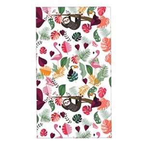hand drawn baby sloth with flamingo soft absorbent guest hand towels multipurpose for bathroom, gym, hotel and spa ( 27.5 x16 inches)
