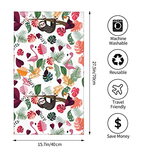 Hand Drawn Baby Sloth with Flamingo Soft Absorbent Guest Hand Towels Multipurpose for Bathroom, Gym, Hotel and Spa ( 27.5 x16 Inches)