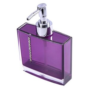 5 PCS Purple Bathroom Accessory Set, Acrylic Bathroom Decor Sets Accessories, Square Purple Bathroom Sink Set, with Emulsion Bottle Tooth Brush Holder Soap Dish Gargle Cup, for Home Hotel Travel