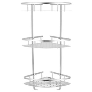 corner shower caddy 3 tiers organizer shelf corner, rustproof, plastic shower rack stands for inside bathroom toilet kitchen bathtub shower pan