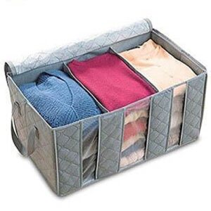 leshery 65l 603530cm foldable storage bag clothes blanket closet sweater organizer box charcoal