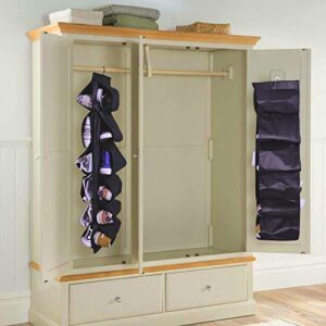 bystie Hanging Shoe Organizer Set,12 Extra Large Shoe Pockets, Applied on Door and Wall, 360 Rotating Shoe Rack for Closet with Non-Woven Tie Bags for Storage and 1 Adhesive Hook Included, Black
