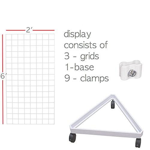 Only Garment Racks #1945W(1) + #1900W(3) + #1904W(9) White Triangle Grid Tower with Casters