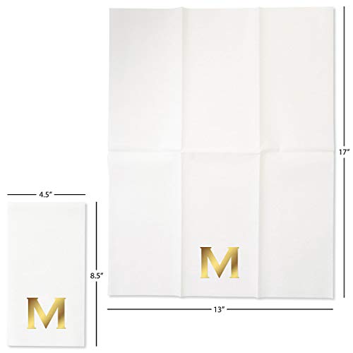 Lillian Vernon Copperplate Personalized Monogram Foil Stamped Linen-Like Guest Hand Towels (Set of 100)- 50% Cotton 50% Paper Blend, 13" by 17" Open and 4 1/2" by 8 1/2" Closed, Choose from 5 Colors