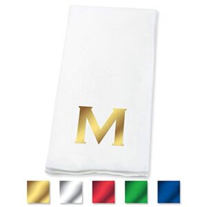 Lillian Vernon Copperplate Personalized Monogram Foil Stamped Linen-Like Guest Hand Towels (Set of 100)- 50% Cotton 50% Paper Blend, 13" by 17" Open and 4 1/2" by 8 1/2" Closed, Choose from 5 Colors