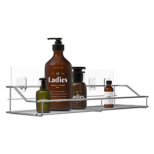 Orimade Bathroom Shelf Organizer Shower Caddy Storage Kitchen Rack with Traceless Transparent Adhesive No Drilling SUS304 Stainless Steel, 15 inch
