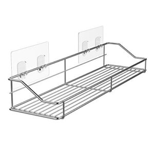 orimade bathroom shelf organizer shower caddy storage kitchen rack with traceless transparent adhesive no drilling sus304 stainless steel, 15 inch