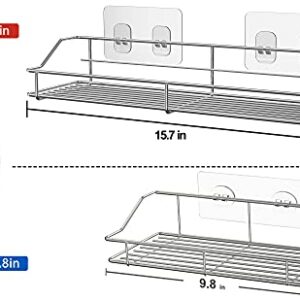 Orimade Bathroom Shelf Organizer Shower Caddy Storage Kitchen Rack with Traceless Transparent Adhesive No Drilling SUS304 Stainless Steel, 15 inch