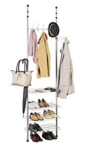 wenko appolon telescopic rack system rail, adjustable, heavy duty, for hanging clothes, storage, organizer, with shelves, 24 x 70.9-118.1 x 11 in