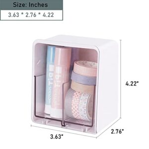 MIYACA QTip Holder Canisters for Cotton Balls, Swabs, Rounds, Floss, Dispenser Container Box with 2 Compartments, Bathroom Vanity Countertop Storage Organizer, White