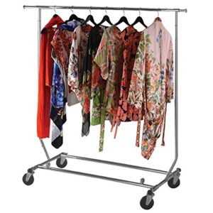 NAHANCO RCS-1 Collapsible Metal Rolling Garment Rack, Commercial Grade, Chrome (1 Rack)