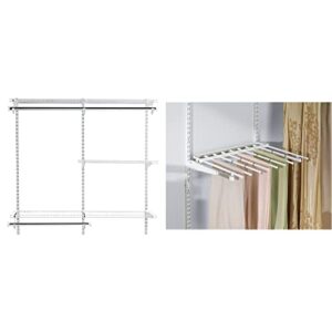 rubbermaid configurations classic closet kit, white, 3-6 ft, wire shelving kit with expandable shelving and telescoping rods & configurations pants rack, holds 7 pairs of pants, non-slip