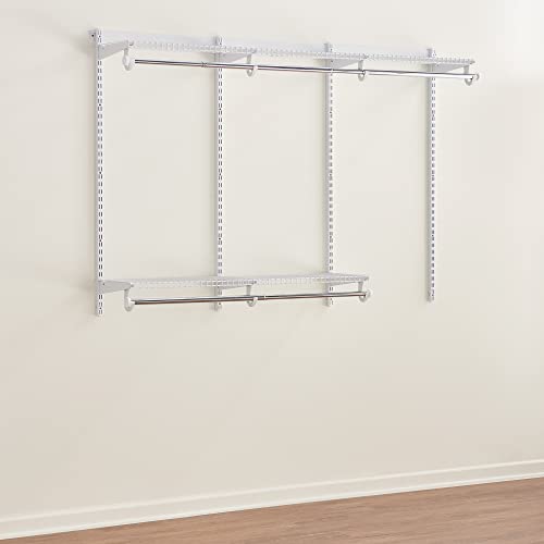 Rubbermaid Configurations Classic Closet Kit, White, 3-6 Ft, Wire Shelving Kit with Expandable Shelving and Telescoping Rods & Configurations Pants Rack, Holds 7 Pairs of Pants, Non-Slip