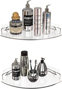 geekdigg 2 pack corner shower caddy, transparent acrylic shower shelves, wall mounted no drilling traceless adhesive bathroom storage organizer for living room, toilet and kitchen