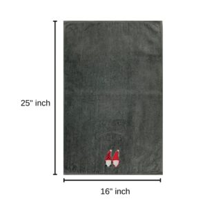 Christmas Gnomes Towel Set: Dark Grey Hand Towels with Red White Embroidery Jolly Nordic Gnome, Set of 2