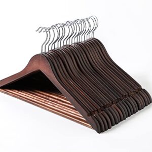 forhimily wooden hanger for coats-pack of 20.wood suit hangers,heavy duty hangers with precisely cut notches.clothes hangers wooden retro for shirt coat jacket dress