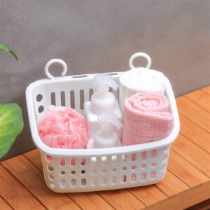 NFEGSIYA Bath Basket Plastic Hanging Shower Basket with Hook Makeup Organizer Basket for Bathroom Storage Holder Kitchen Holder (Color : Square White S)