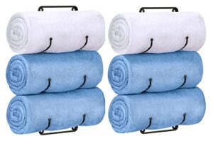 elbourn towel rack, set of 2 towels holder wall mounted washcloths shelf metal storage organizer for bathroom - black