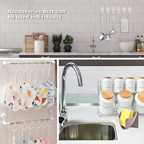 RaiyeisHome Plastic Hanging Shower Caddy Organizer with Soap Holder and Hook Accessories - Convenient Overhead Storage Rack Set for Bathroom, Kitchen, and Toilet