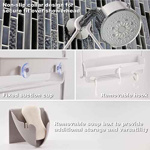 RaiyeisHome Plastic Hanging Shower Caddy Organizer with Soap Holder and Hook Accessories - Convenient Overhead Storage Rack Set for Bathroom, Kitchen, and Toilet