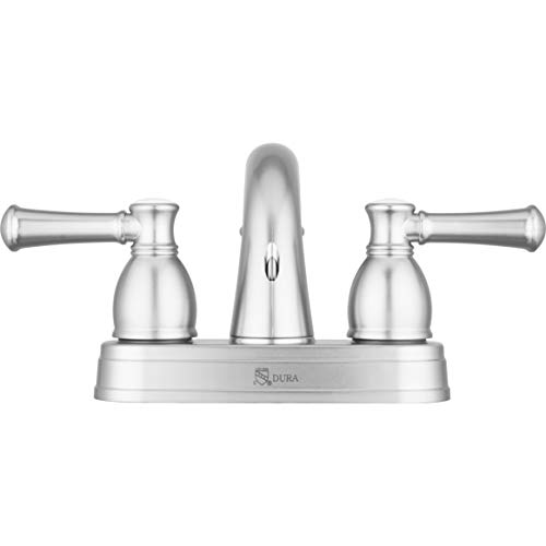 Dura Faucet RV Designer Two Handle Arc Spout Bathroom Faucet (Brushed Satin Nickel) - for Recreational Vehicles, Motorhomes, Travel Trailers and More