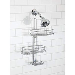 interdesign linea adjustable shower caddy - bathroom storage shelves for shampoo, conditioner and soap, silver