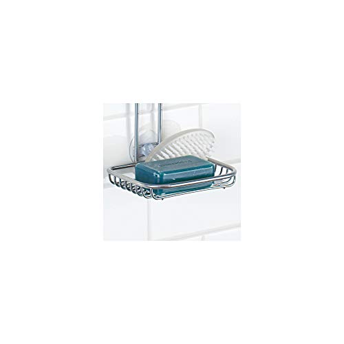 InterDesign Linea Adjustable Shower Caddy - Bathroom Storage Shelves for Shampoo, Conditioner and Soap, Silver