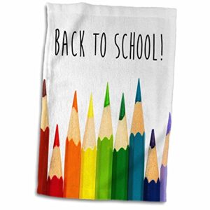 3d rose back to school color pencils hand towel, 15" x 22", multicolor