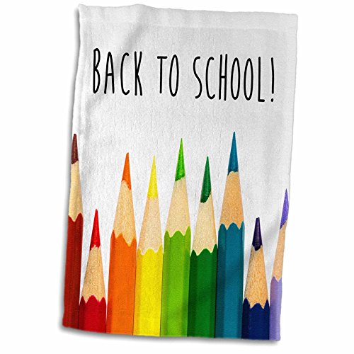 3D Rose Back to School Color Pencils Hand Towel, 15" x 22", Multicolor