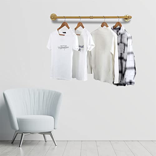 HomeDecoGoods Clothes Rack Wall Mount, 34''L Clothing Bar for Wall, Industrial Pipe Clothes Rod, Heavy-Duty Cast-Iron Garment Rack, Clothes Hanging Rod Bar for Laundry Room Closet Storage