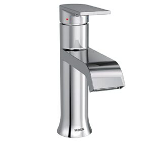 moen genta lx chrome one-handle single hole modern bathroom sink faucet with optional deckplate, 6702