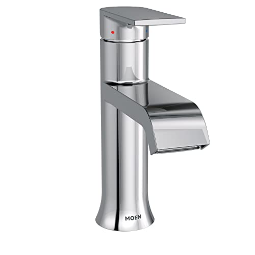 Moen Genta LX Chrome One-Handle Single Hole Modern Bathroom Sink Faucet with Optional Deckplate, 6702