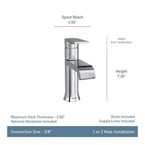 Moen Genta LX Chrome One-Handle Single Hole Modern Bathroom Sink Faucet with Optional Deckplate, 6702