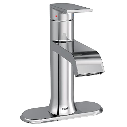 Moen Genta LX Chrome One-Handle Single Hole Modern Bathroom Sink Faucet with Optional Deckplate, 6702